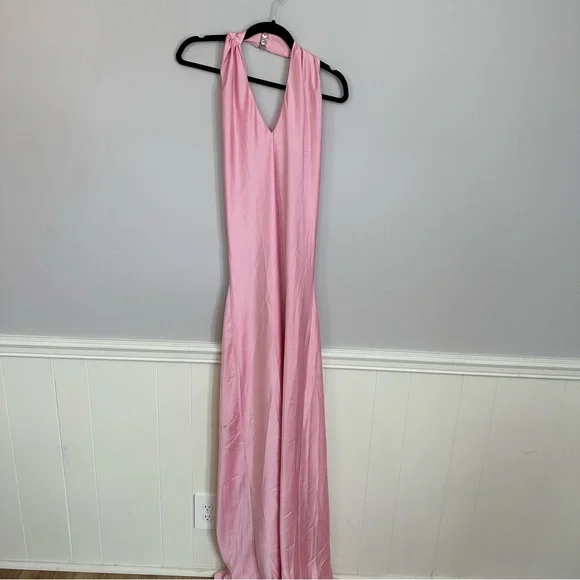 Show me your MuMu Women’s Pink Jasmine Halter V-Neck Maxi Dress Sz M NWOT - Picture 3 of 8